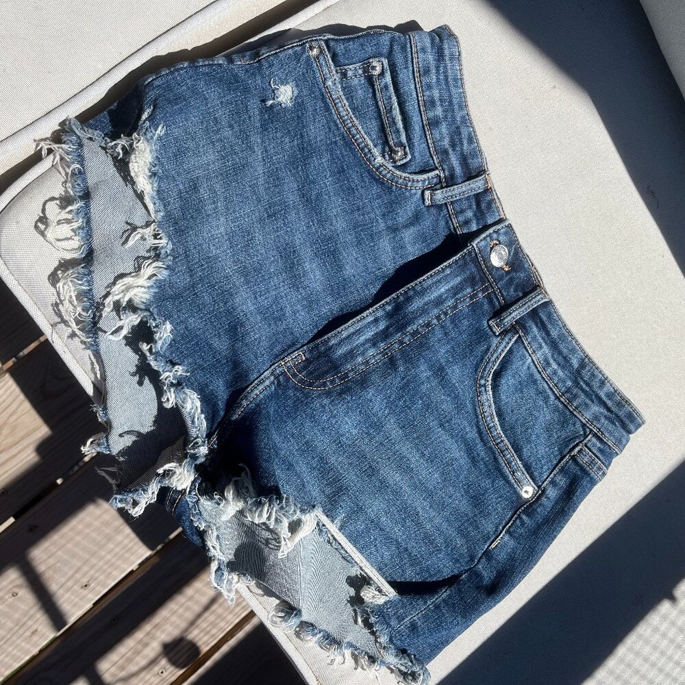 Zara women's fringe jean shorts
